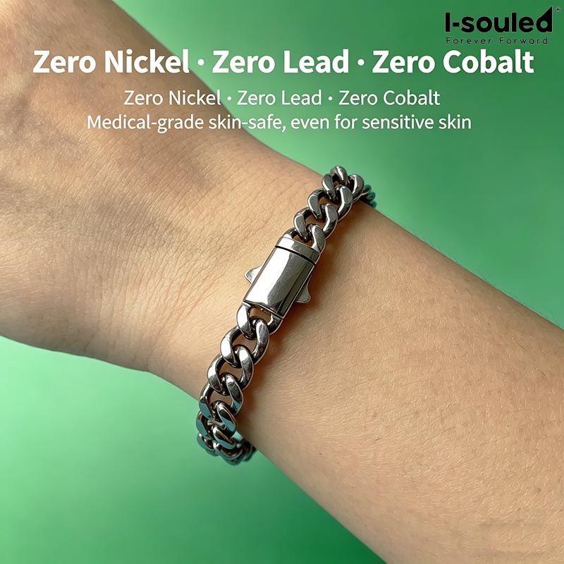 Ceramic Link Bracelet - 7mm Katı Titanyum Bileklik Hafif Anti-Alerjik