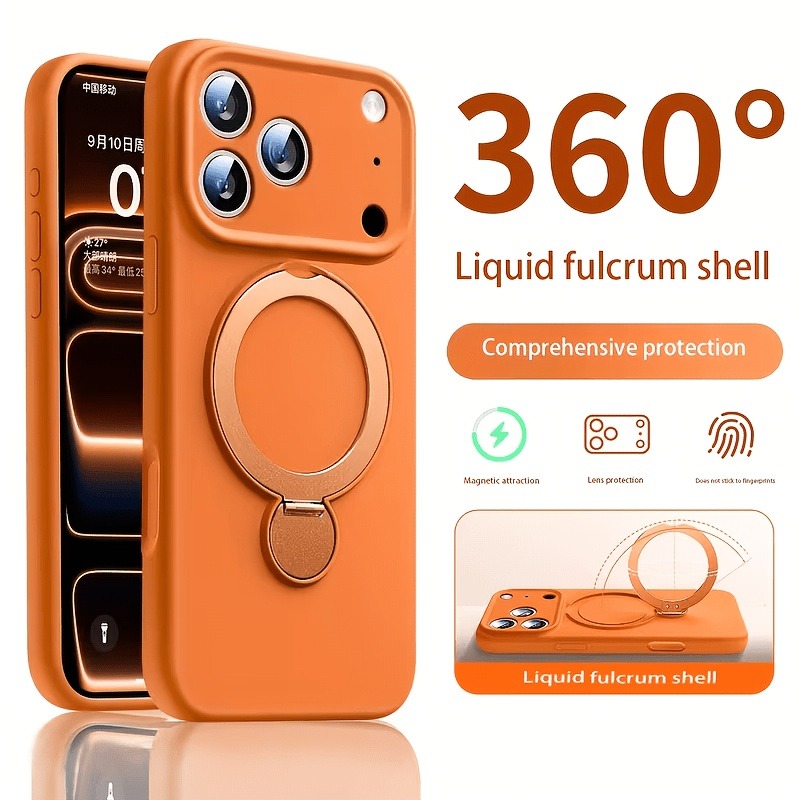 Magnetic Charging Stand - 360 Manyetik Standlı Sıvı Silikon Telefon