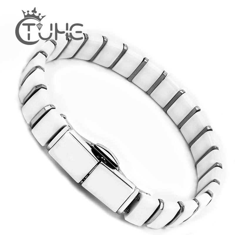 Ceramic Link Bracelet - Beyaz siyah erkekler sağlık bilezik ve
