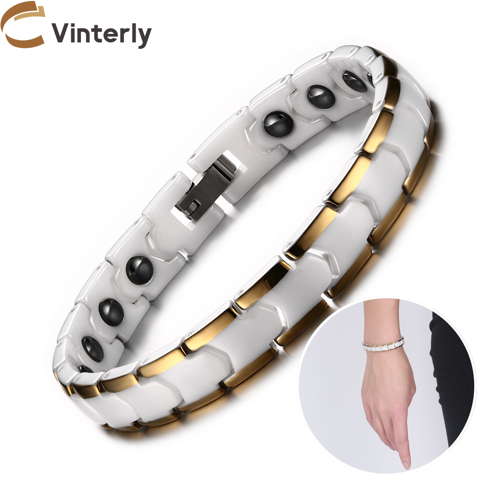 Ceramic Link Bracelet - Kadınlar için Vinterly bilezikler Anti-Scratch 9mm