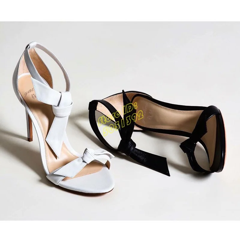 Leather Classic Strap - Deri Düğümlü Stiletto Yüksek Topuklu Sandalet