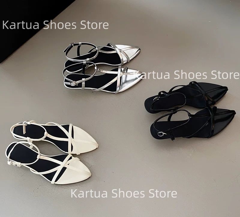 Leather Classic Strap - Kadın Siyah Rugan Deri Parmak Arası