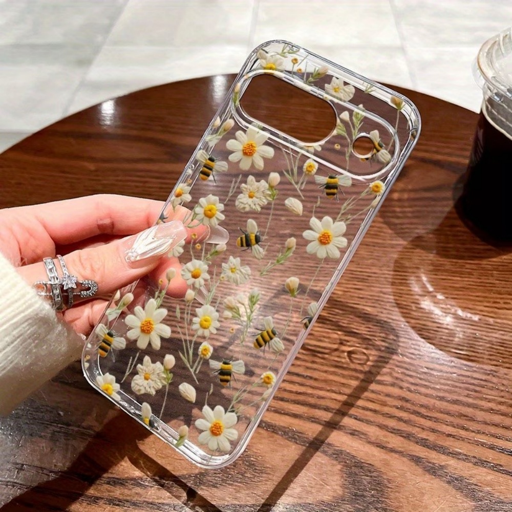 Google Pixel 8A - Sevimli Bal Arısı Çiçek Desenli Yumuşak