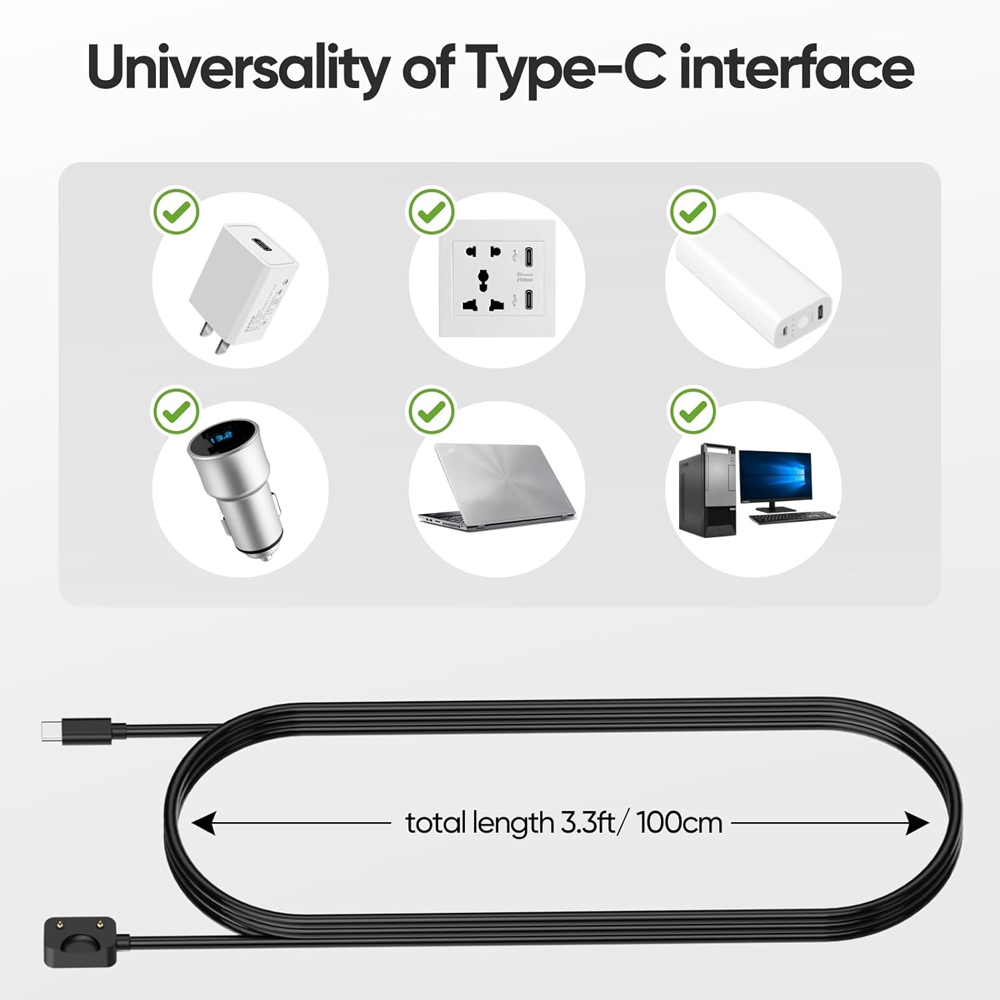Siyah USB-C şarj kablosu Samsu - Best Smartwatch Accessories incelemesi ve fiyatı